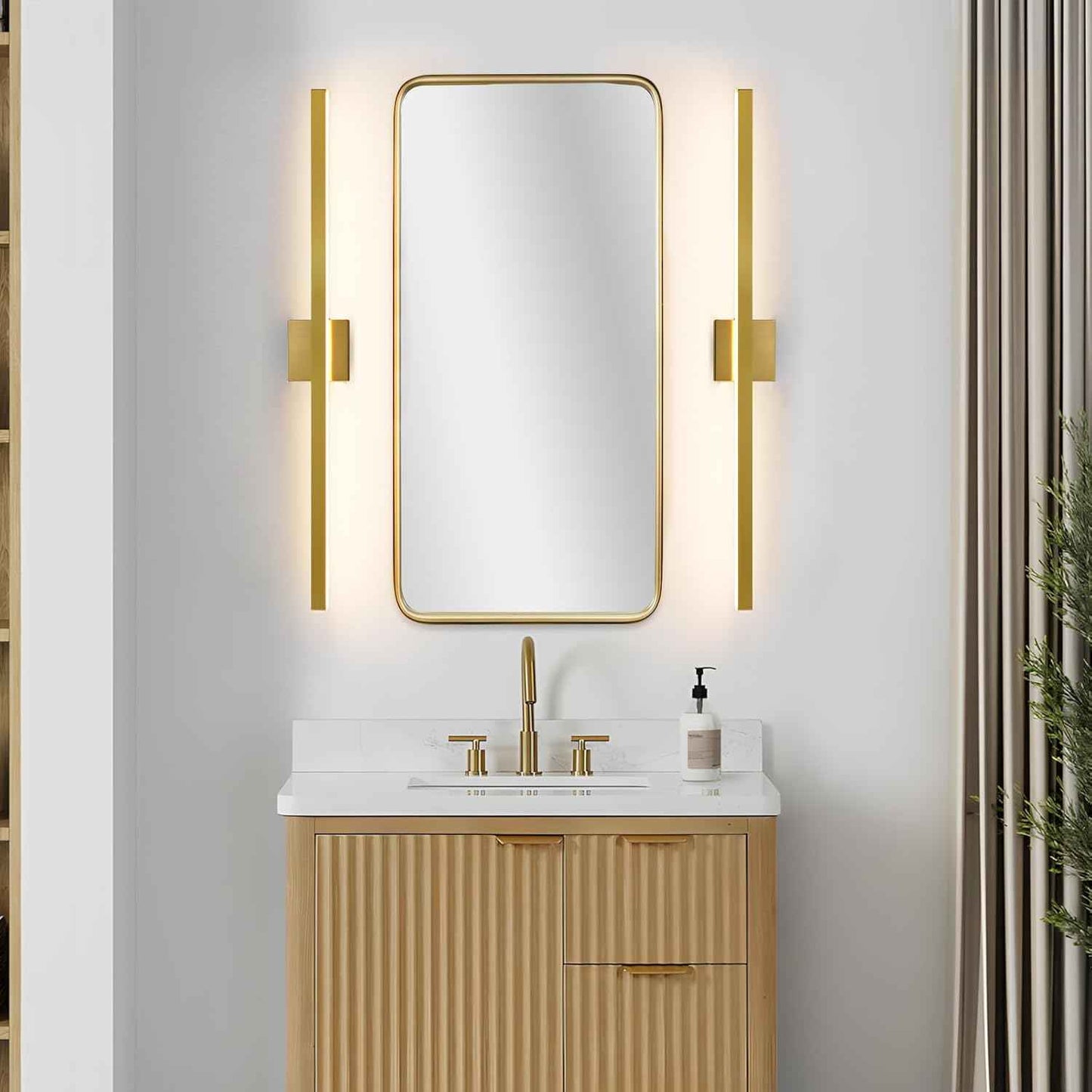 24-Inch Dimmable Gold Bathroom Vanity Light - Modern LED Bar Fixture for Over Mirror