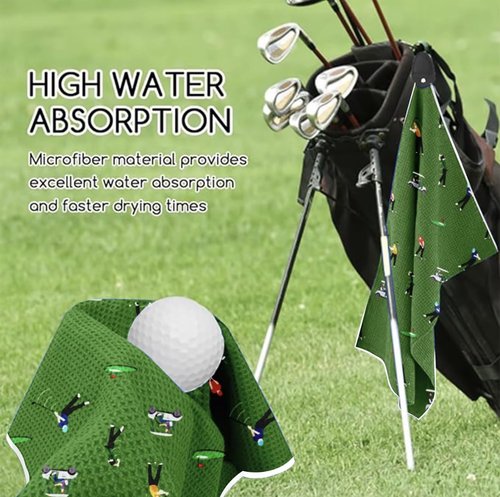 Teys Official Magnetic Towel | Top-Tier Microfiber Golf Towel with Deep Waffle Pockets | Professional Strength Magnet for Strong Hold to Golf Carts or Clubs (Golf Pattern)