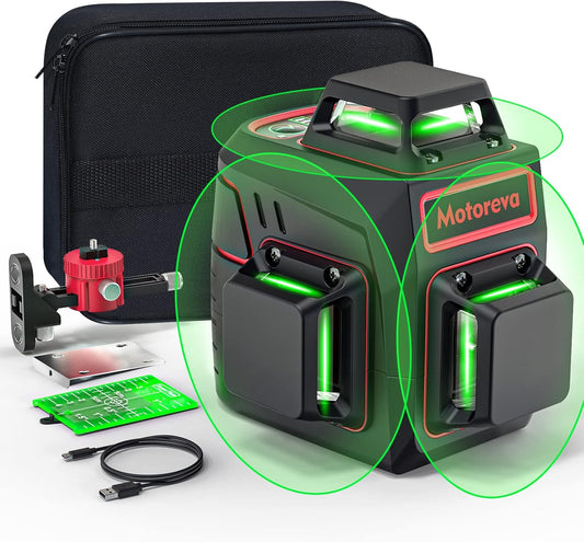 100ft Green Cross Line Laser Level with Tripod - Self-Leveling, 4 Brightness Modes, IP54 Waterproof & Carrying Bag