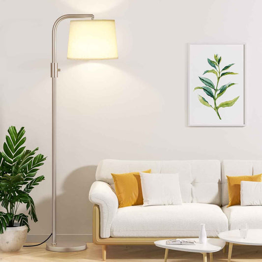 Modern Dimmable Floor Lamp with 9W LED Bulbs - Stylish Standing Light for Living Room & Bedroom (Gold & White)