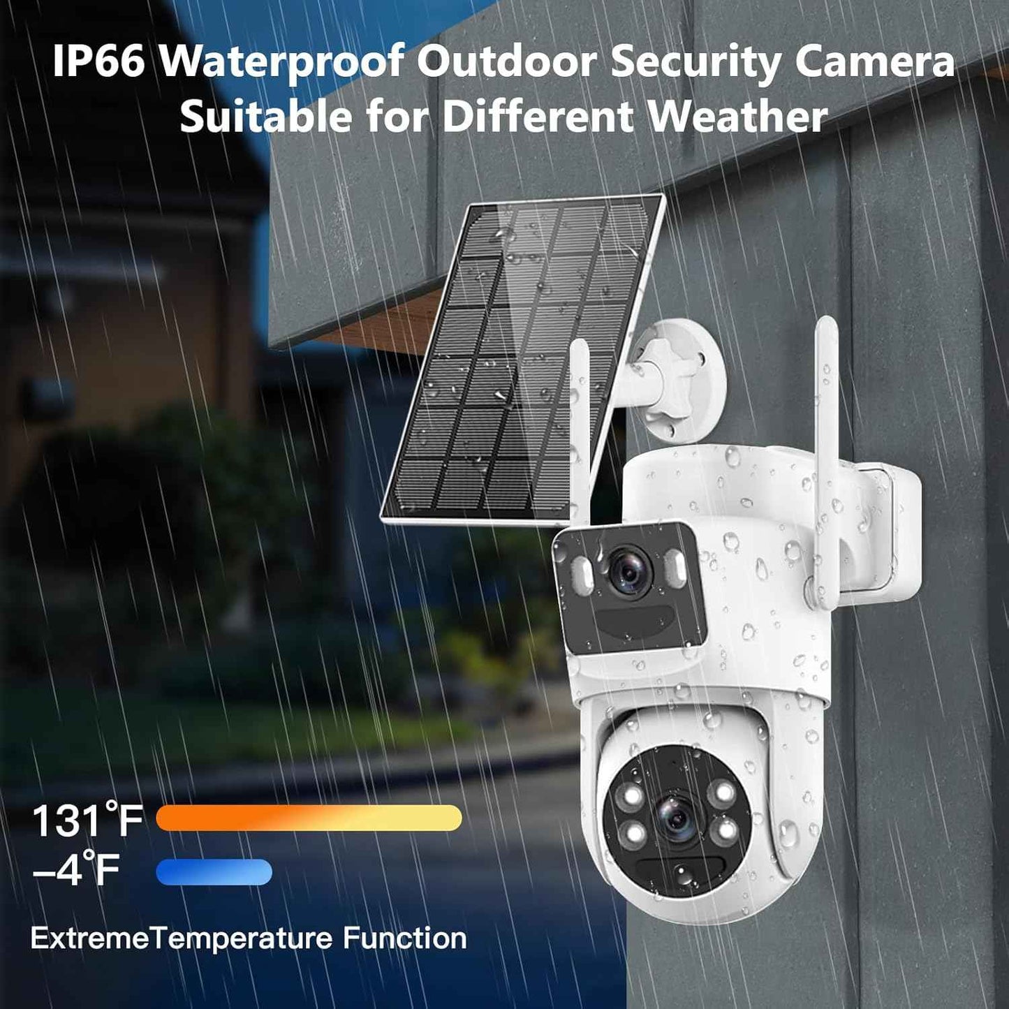 4K Wireless Solar Security Camera - Dual Lens Bullet & 360° PTZ Outdoor Surveillance