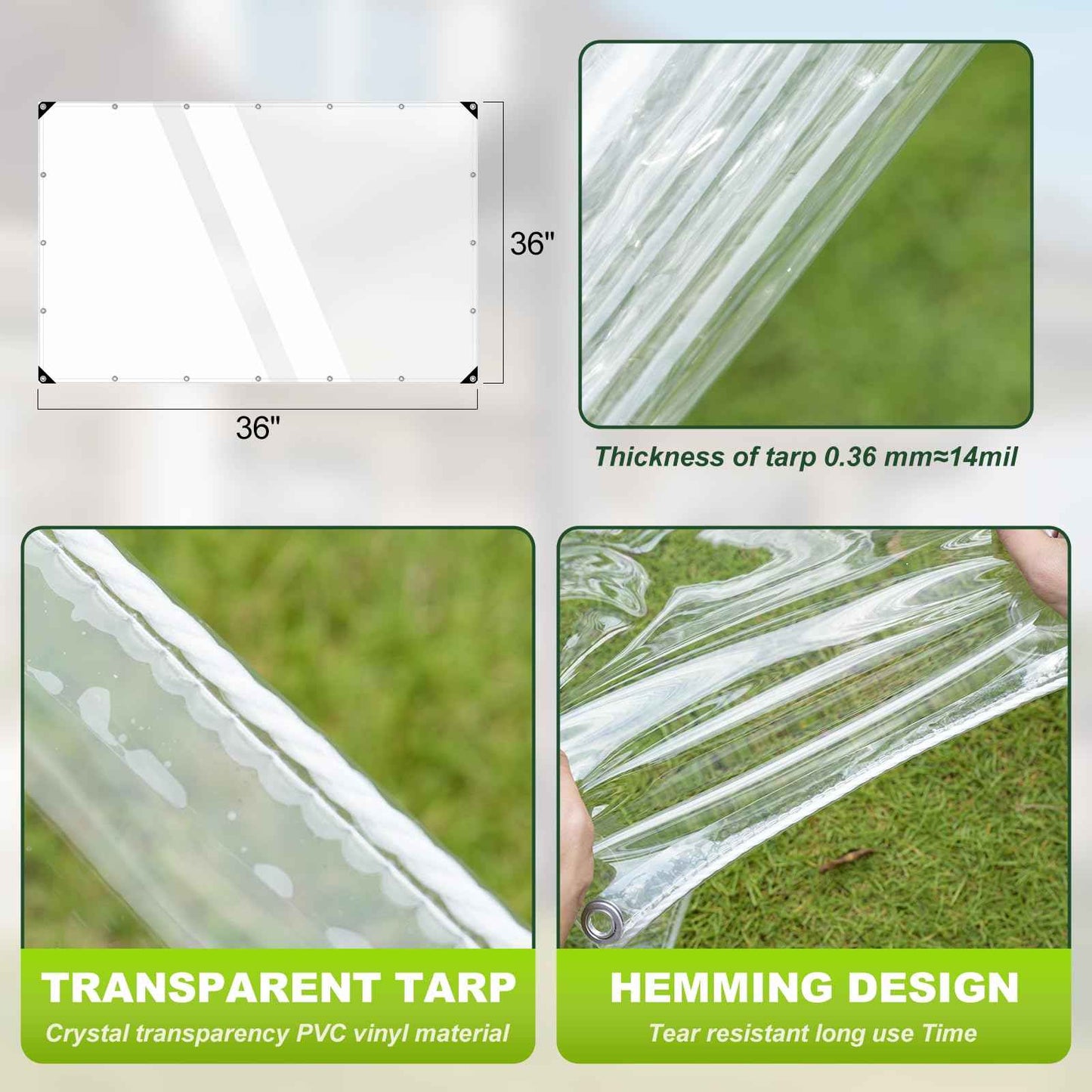 Clear Tarp,6x20ft Clear Tarps with Grommets,14 MiL Heavy Duty Waterproof with Reinforced Edge for Patio and Pavilion,Porch and Outdoor Garden Household Tarpaulin