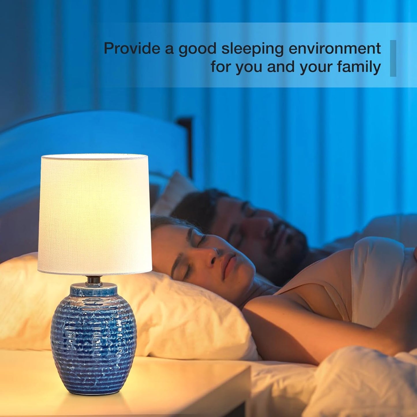 Boho Table Lamps Set of 2 - 13.5" Rustic Ceramic Bedside Lamps for Bedroom & Living Room