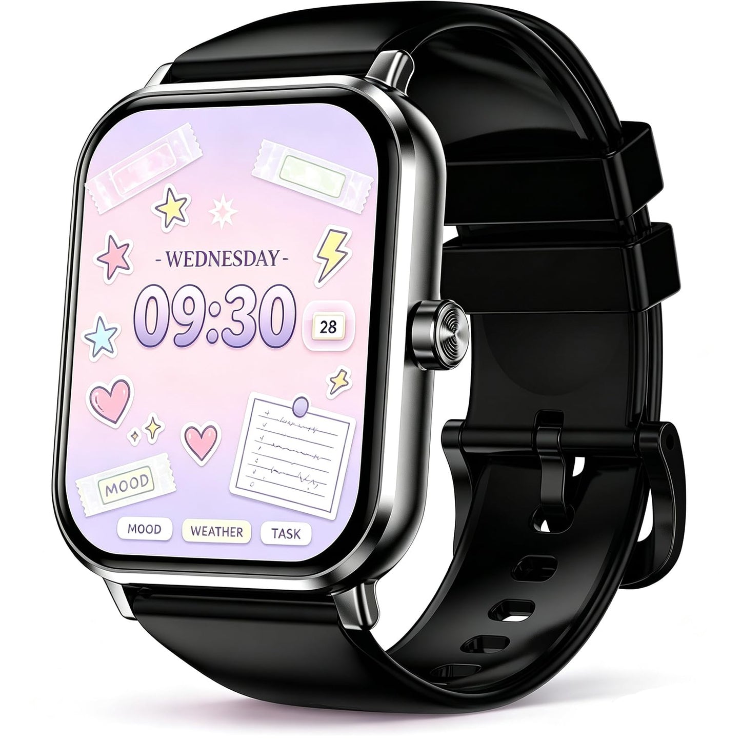 Jacoosa Smart Watch, 1.83" HD Touchsreen, BluetoothCalling, IP68 Waterproof, 130+ Sports Modes, Health,Fitness & Sleep Tracker, Timer, Pedometer, Fitness Watchfor Android/iOS, Black