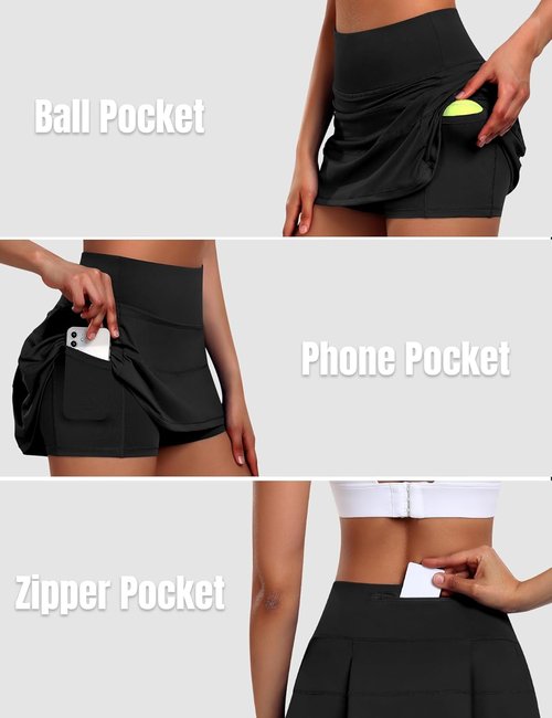 JoyGirl Women's Tennis Skirt - High Waist Pleated Golf Skirt with Shorts & Pockets | Athletic Skorts