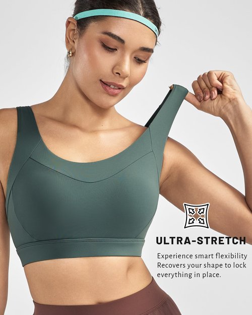 RUNNING GIRL Sports Bras for Women High Support, Adjustable Straps High Impact Sports Bras with Sewn in Pads Workout Bra(3167 Sage Green L)