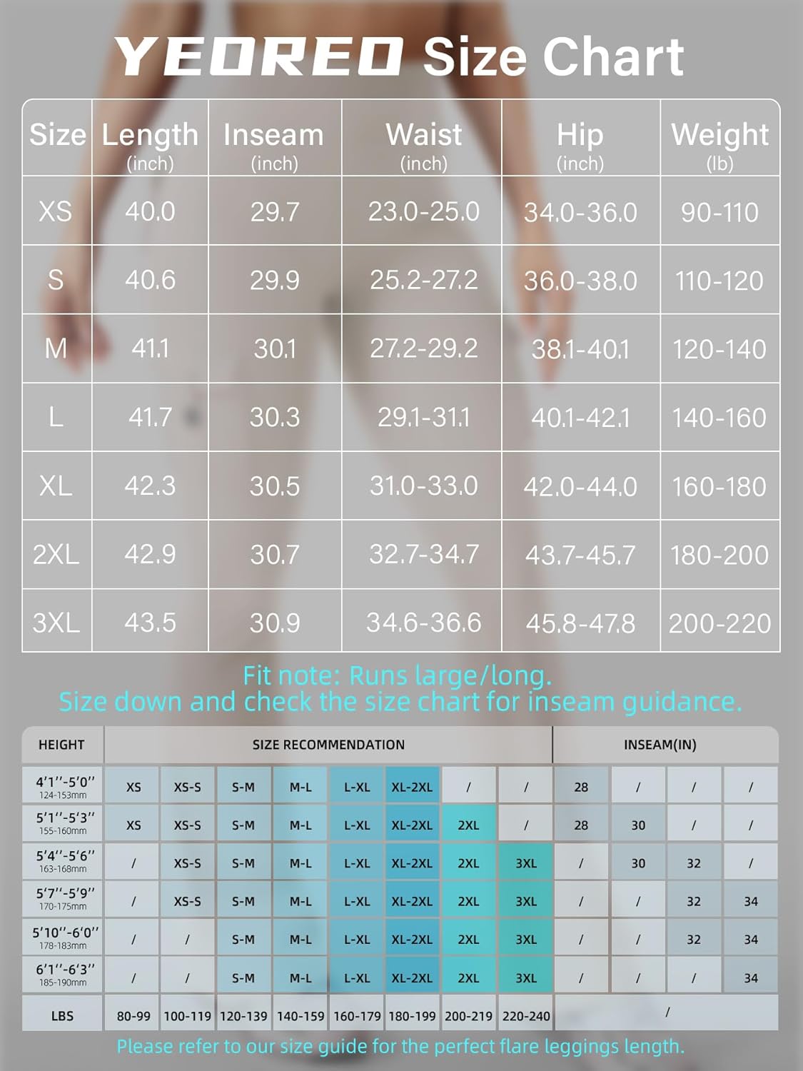 YEOREO CoreFlex Women's High-Waisted Flare Leggings - Hidden Pockets & No Front Seam, Perfect for Gym & Yoga