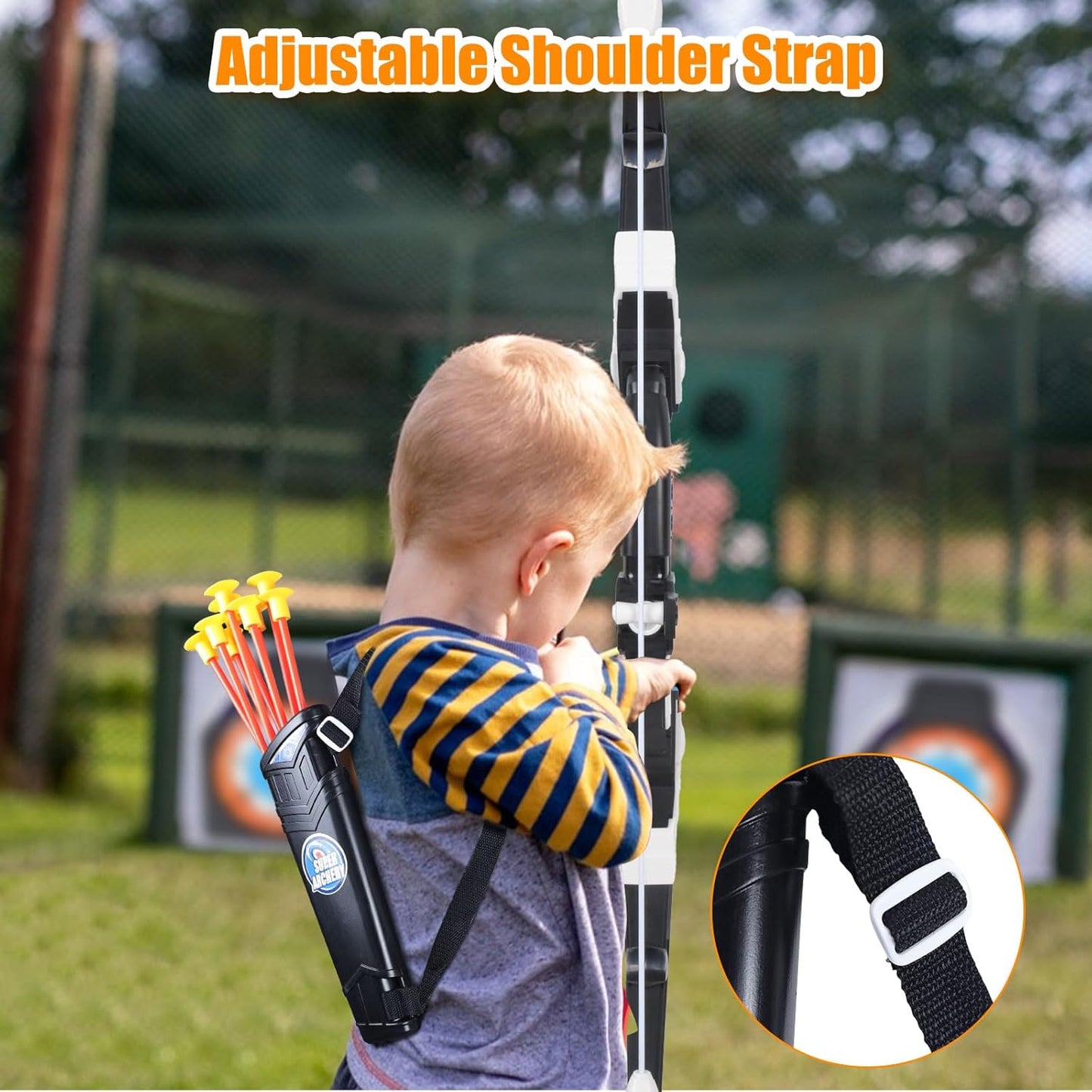 Skiennix Bow and Arrow Set - LED Light-Up Toy for Kids 4-12 | Includes 20 Suction Cup Arrows & Target