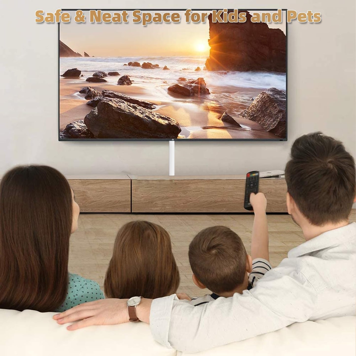 39" Side Open One Cord Hider (<1/4") for Wall Mounted Tv,Extension Cable Cover to Hide Conceal Cords Along Wall,Wire Raceway Management Cable Concealer Channel,Electric Cord Organizer Wiremold,White