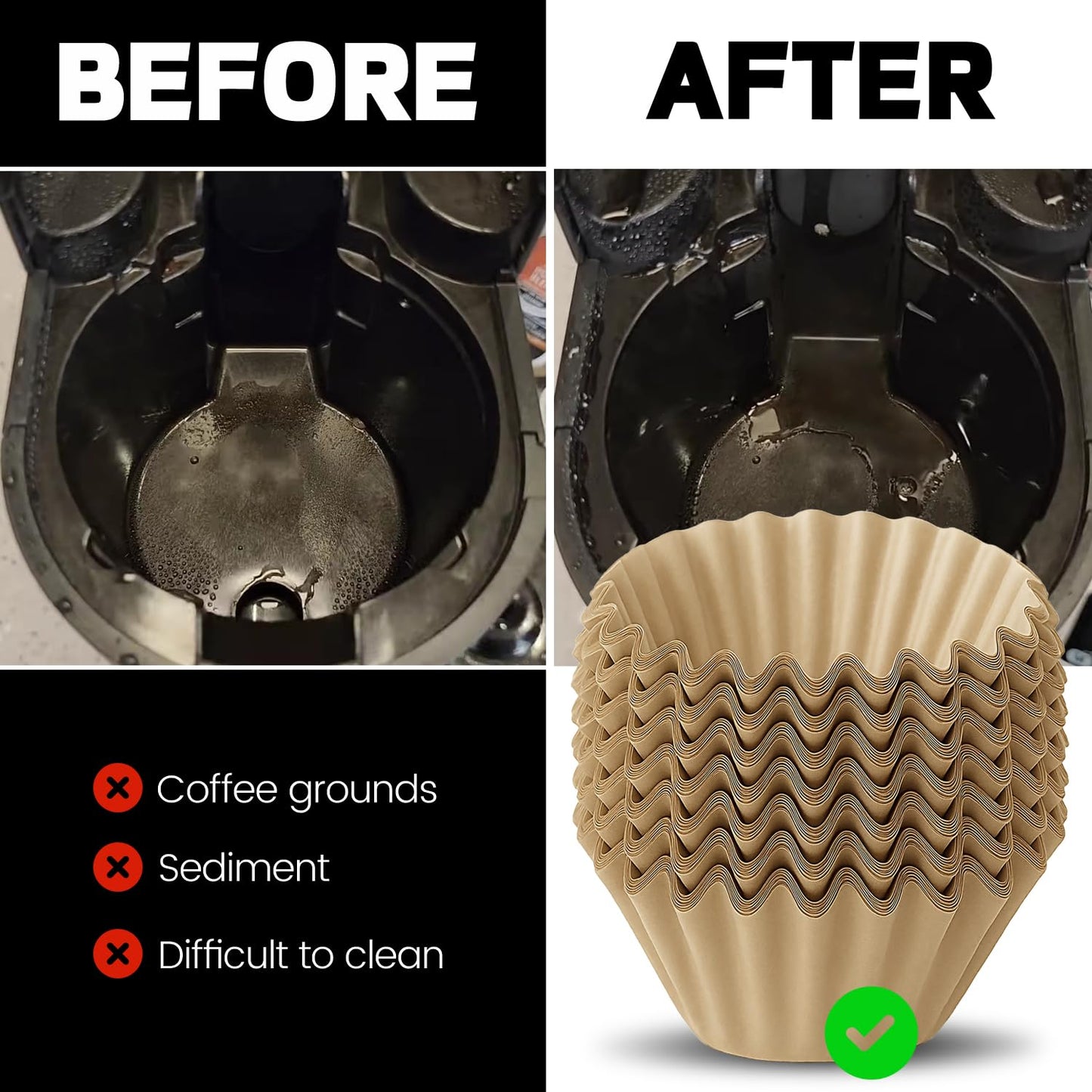 MIMORE Coffee Filters - 120 PCS Disposable Coffee Paper Filters for Ninja Pods and Grounds Single Serve Coffee Maker PB041, PB051 (Compatible with Kalita Wave Dripper 155)