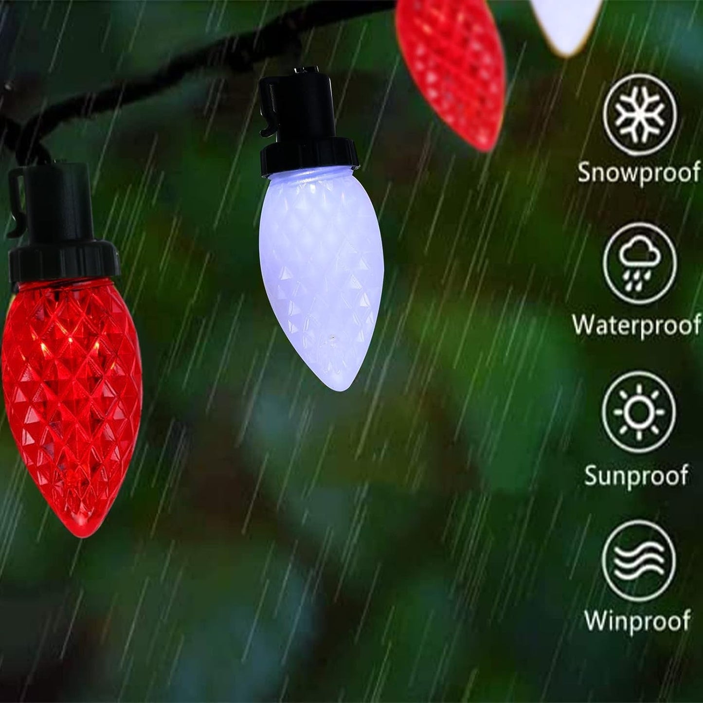 100 LED Orange & Purple C9 Halloween String Lights - Waterproof, 98FT, 13 Modes for Indoor/Outdoor Party Decor