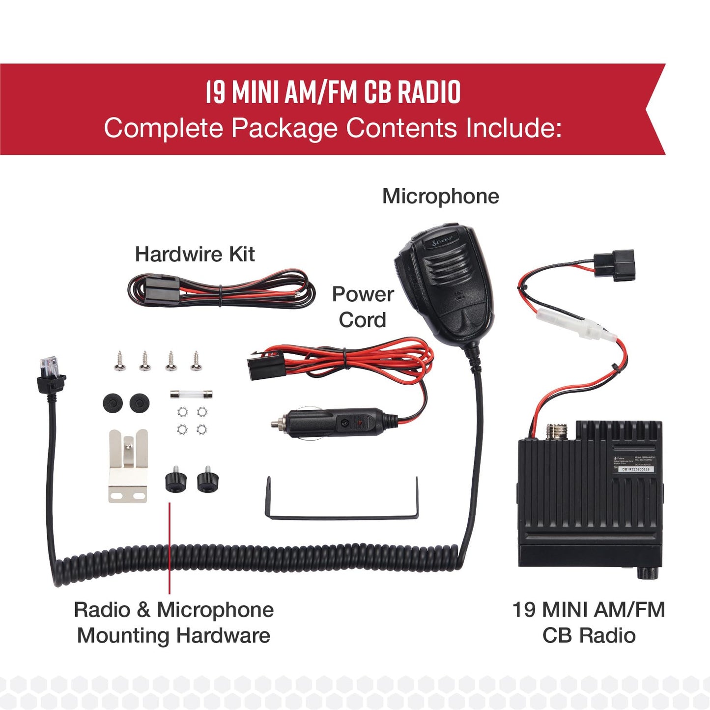 Cobra 19 MINI AM/FM Recreational CB Radio - Dual-Mode AM/FM, 40 Channels, Travel Essentials, Time Out Timer, VOX, Auto Squelch, Auto Power, Instant Channel 9/19, 4-Watt Output, Easy to Operate, Black