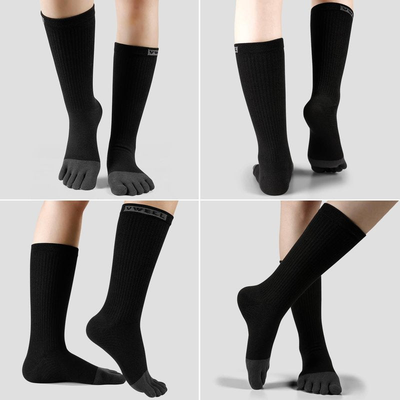 VWELL Toe Socks Cotton Athletic Running Five Finger Socks 3 Pairs,Size 7-11