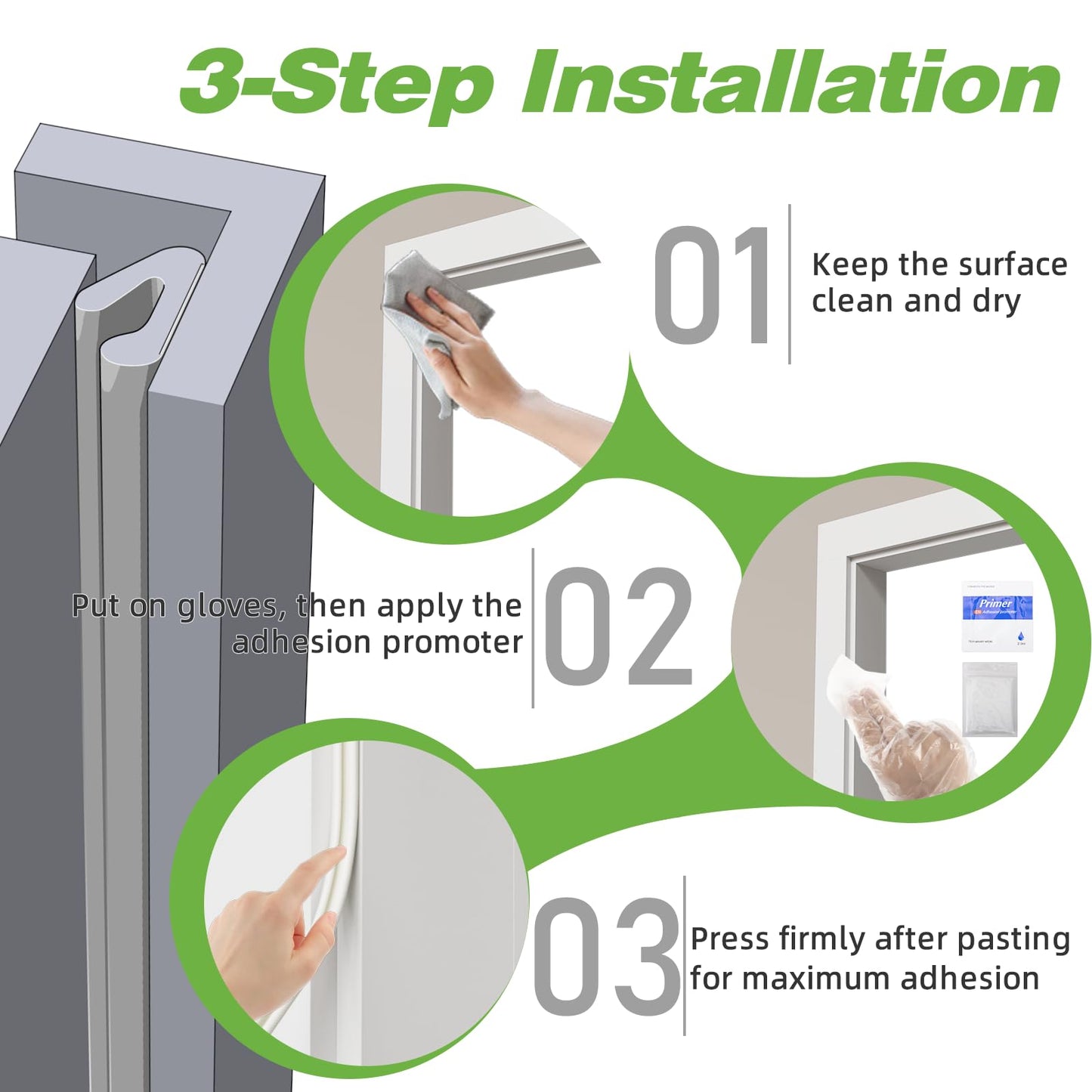 Weather Stripping Door Seal Strip for Door Frame,Window Insulation for Winter,Exterior Doors Soundproofing Gap Filler,Window Sealer Weather Stripping,Foam Windows Draft Stopper (White,19.7Ft)