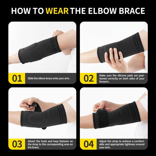 CAMBIVO 1 Pair Elbow Compression Sleeve with Removable Strap & Gel Pad for Men Women, Elbow Brace for Tendonitis and Tennis Elbow, Golfers Elbow Brace for Weightlifting, Arthritis, Workout, Joint Pain