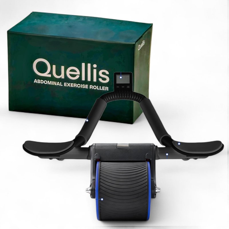 Quellis AB Roller Wheel with Elbow Support & Knee Pads - Core and Back Strength Training Wheel for Men & Women, Home Fitness & Ab Workout Equipment. (Black/Red)