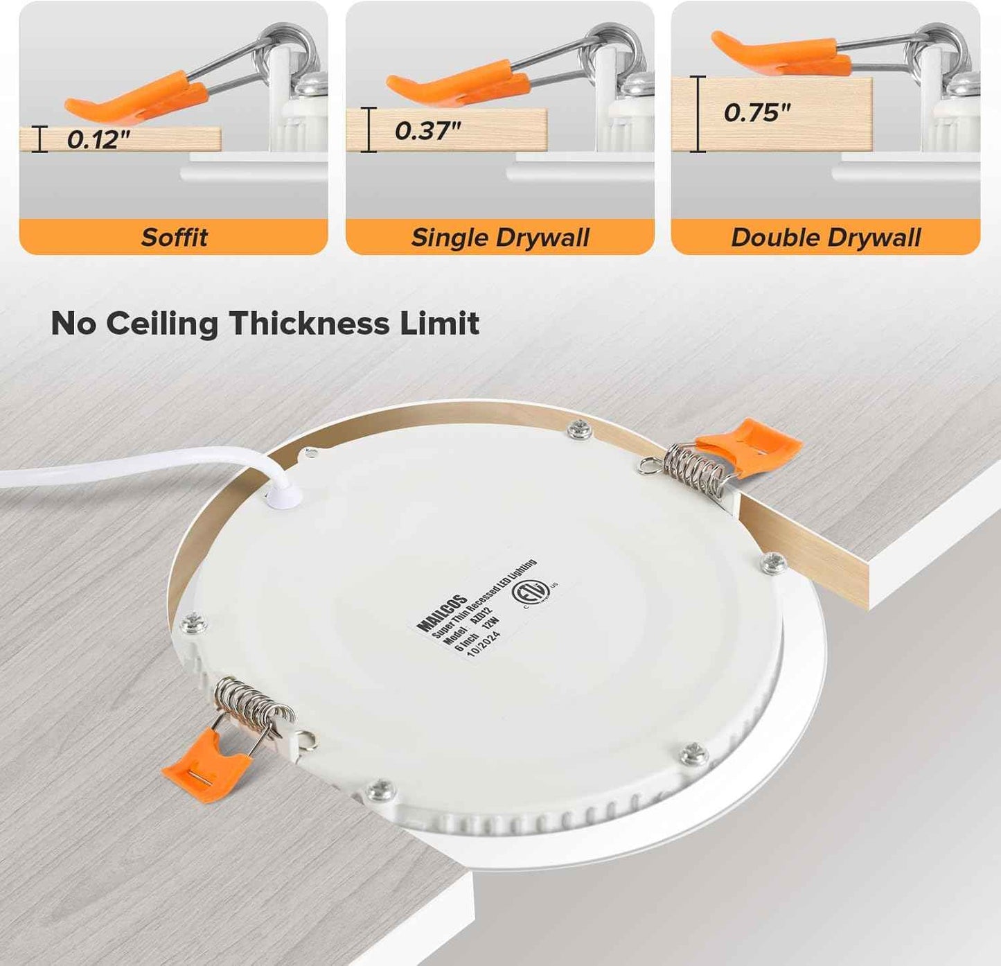 Ultra-Thin 12 Pack 6-Inch Dimmable LED Recessed Lighting - 5CCT Selectable, 1050LM, ETL