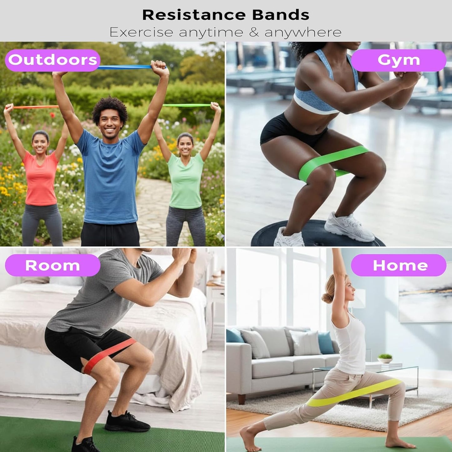 Skiennix Resistance Bands - Versatile Workout Loop Bands Set for Men & Women | 5-Piece Kit for Stretching, Pilates, Yoga, and Physical Therapy