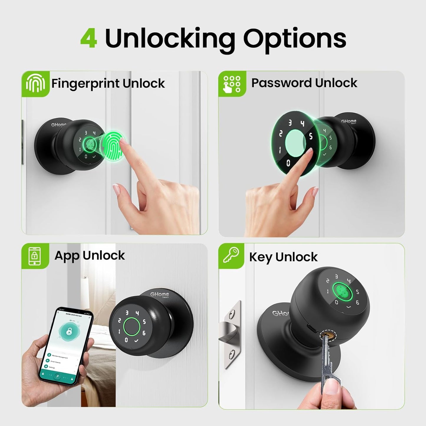 Smart Fingerprint Door Lock with App Control - 3-in-1 Biometric Knob for Home & Office