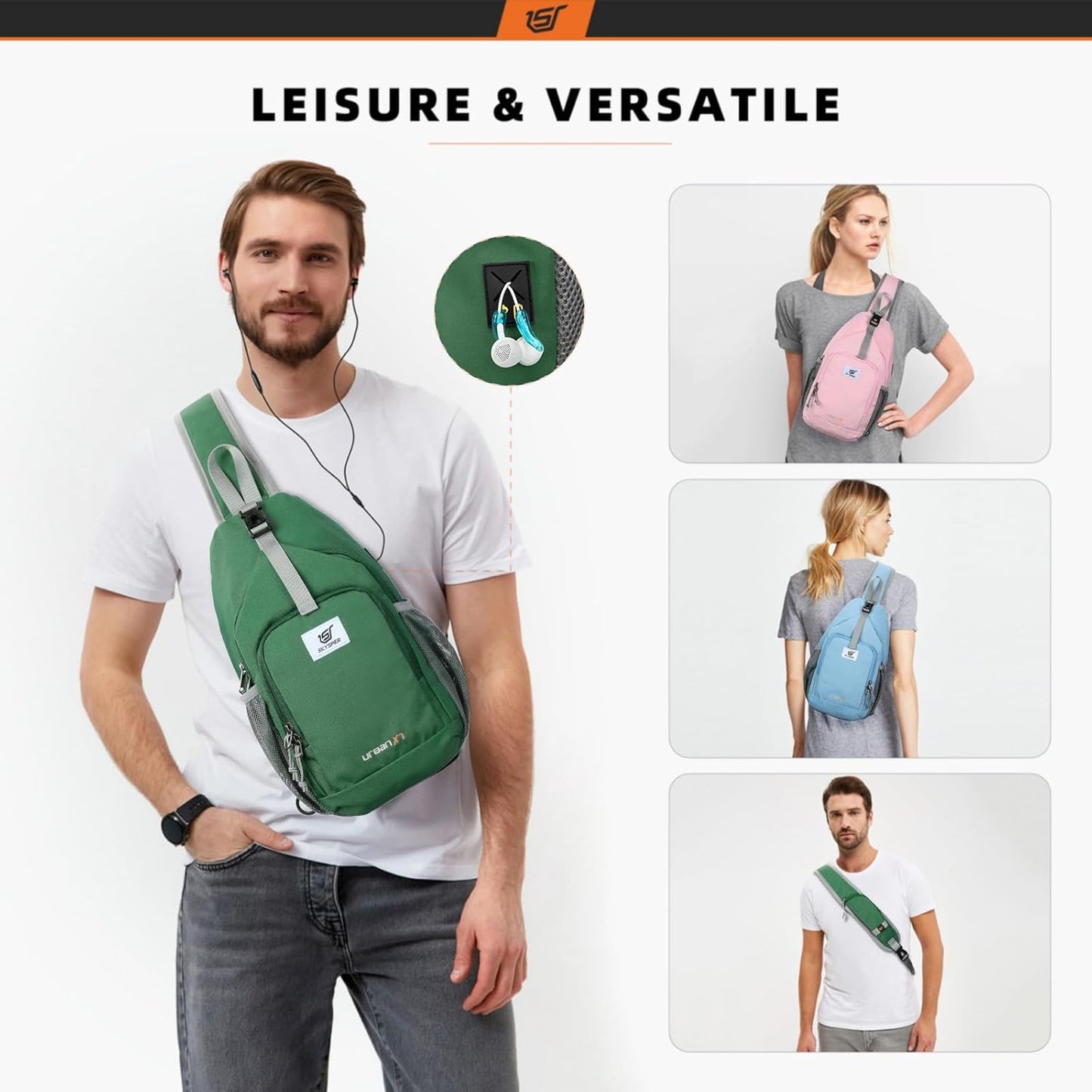 SKYSPER Sling Bag - RFID Crossbody Backpack for Travel & Hiking | Stylish Pink Daypack for Men & Women