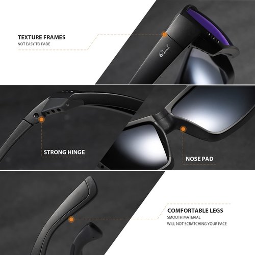 Bevi Polarized Sports Sunglasses Ultralight TR90 Frame Glasses Flexible and Durable for Men Women Sun Glasses 2701C9