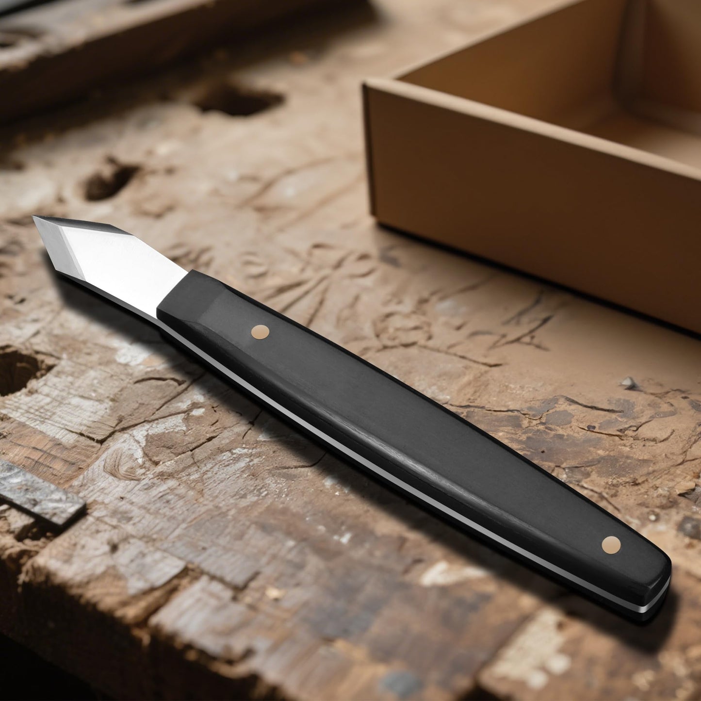 Marking Knife - 5CR15 High Carbon Steel Woodworking Scribing Knife, Double Beveled Blade with Wooden Handle, Leather Sheath Included - Wood Scribe Tool for Carving, Ideal Gifts for Men, Precision Tool