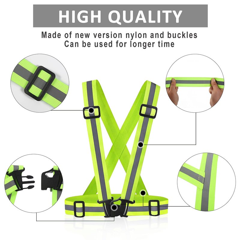 Miushion Reflective Vest | Safety & High Visibility for Running, Jogging, Dog Walking, Cycling | Adjustable & Elastic Reflector Fits Outdoor Clothing (Pack of 20)