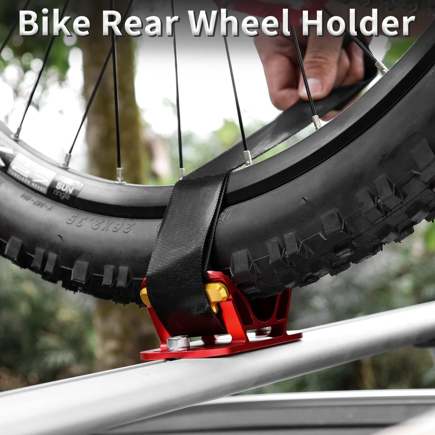 MUQZI Bike Car Roof Rack - Rear Wheel Mount Carrier Stand for Easy Installation - Red