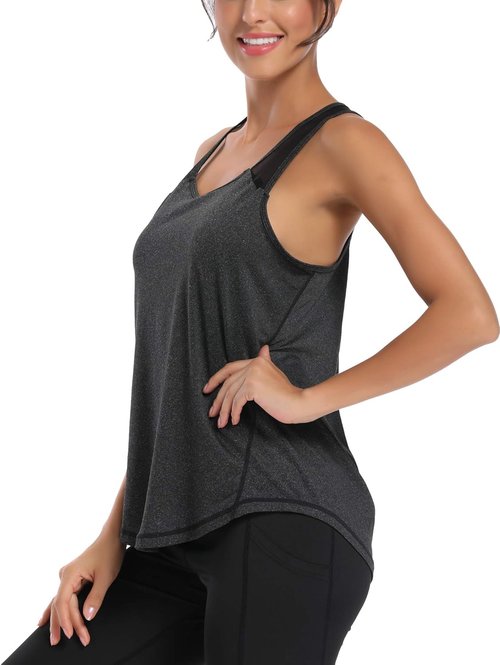 Aeuui Women's Racerback Workout Tank Tops - Breathable Mesh Yoga Shirts | Sleeveless Gym Apparel