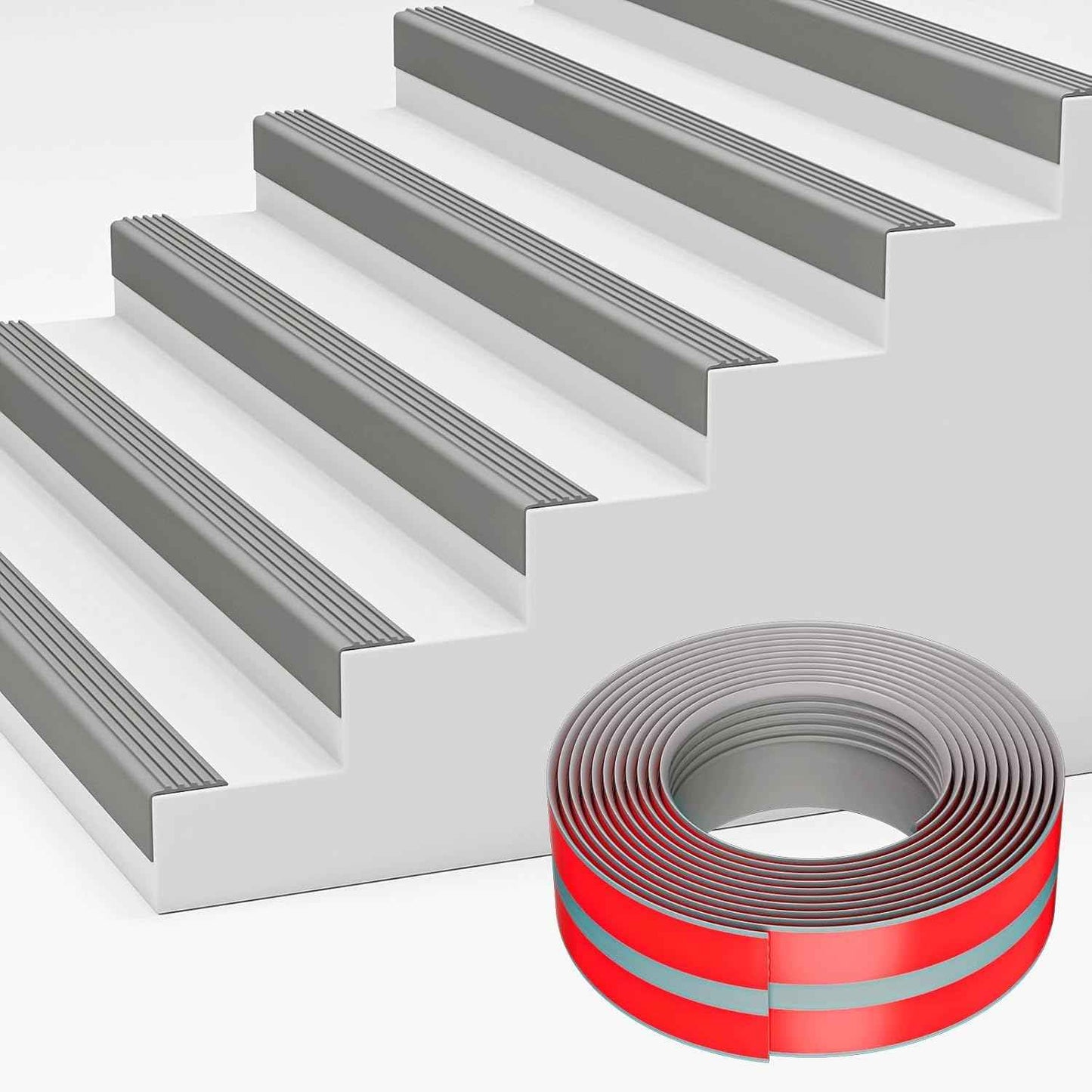 Self-Adhesive Rubber Stair Nosing Trim - 40 FT Black Edge Protector for Indoor & Outdoor Steps