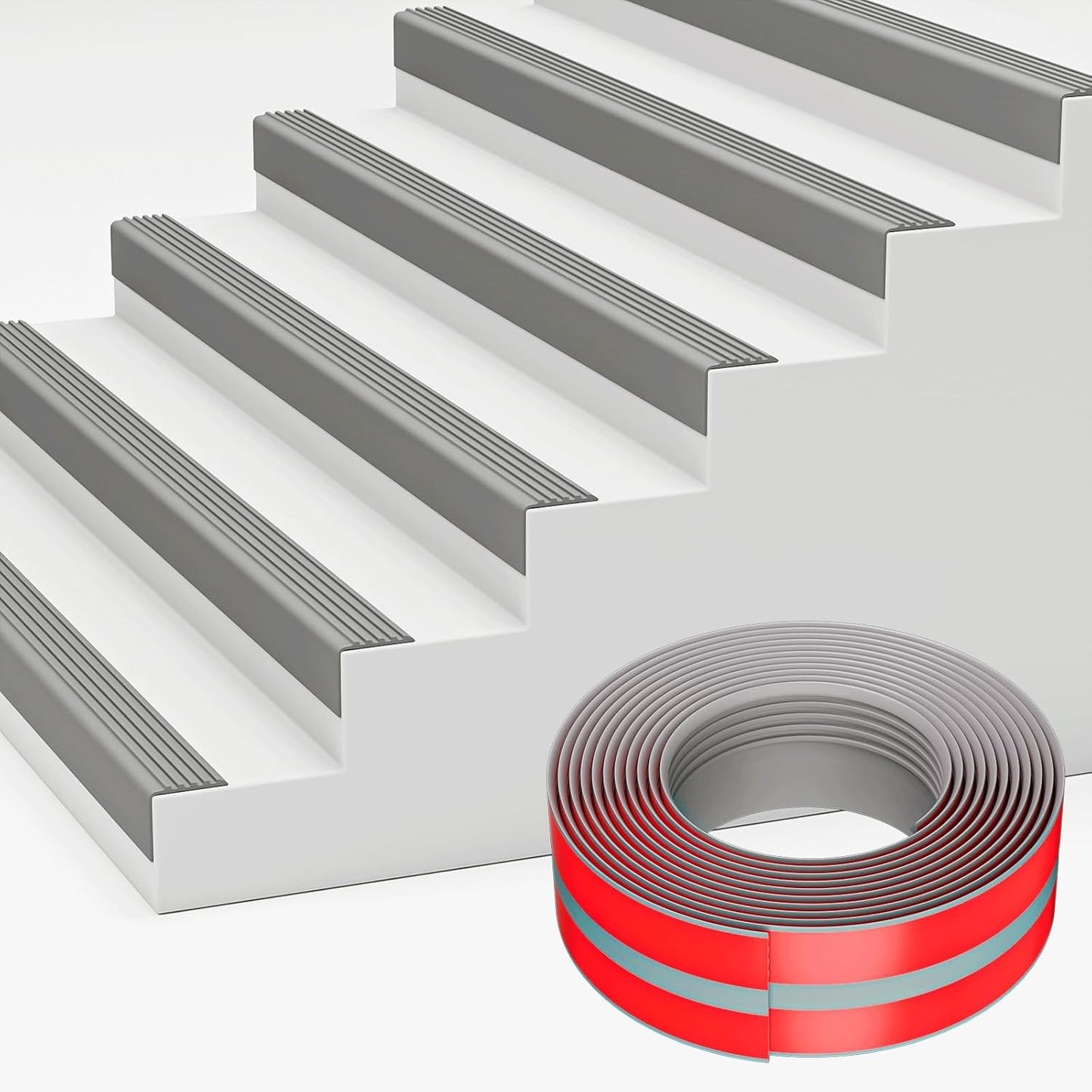 Self-Adhesive Rubber Stair Nosing Trim - 40 FT Black Edge Protector for Indoor & Outdoor Steps