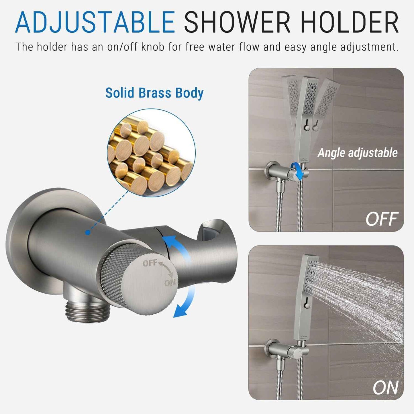 All Metal Handheld Shower Set with 3-Function Wand & 70-Inch Stainless Steel Hose