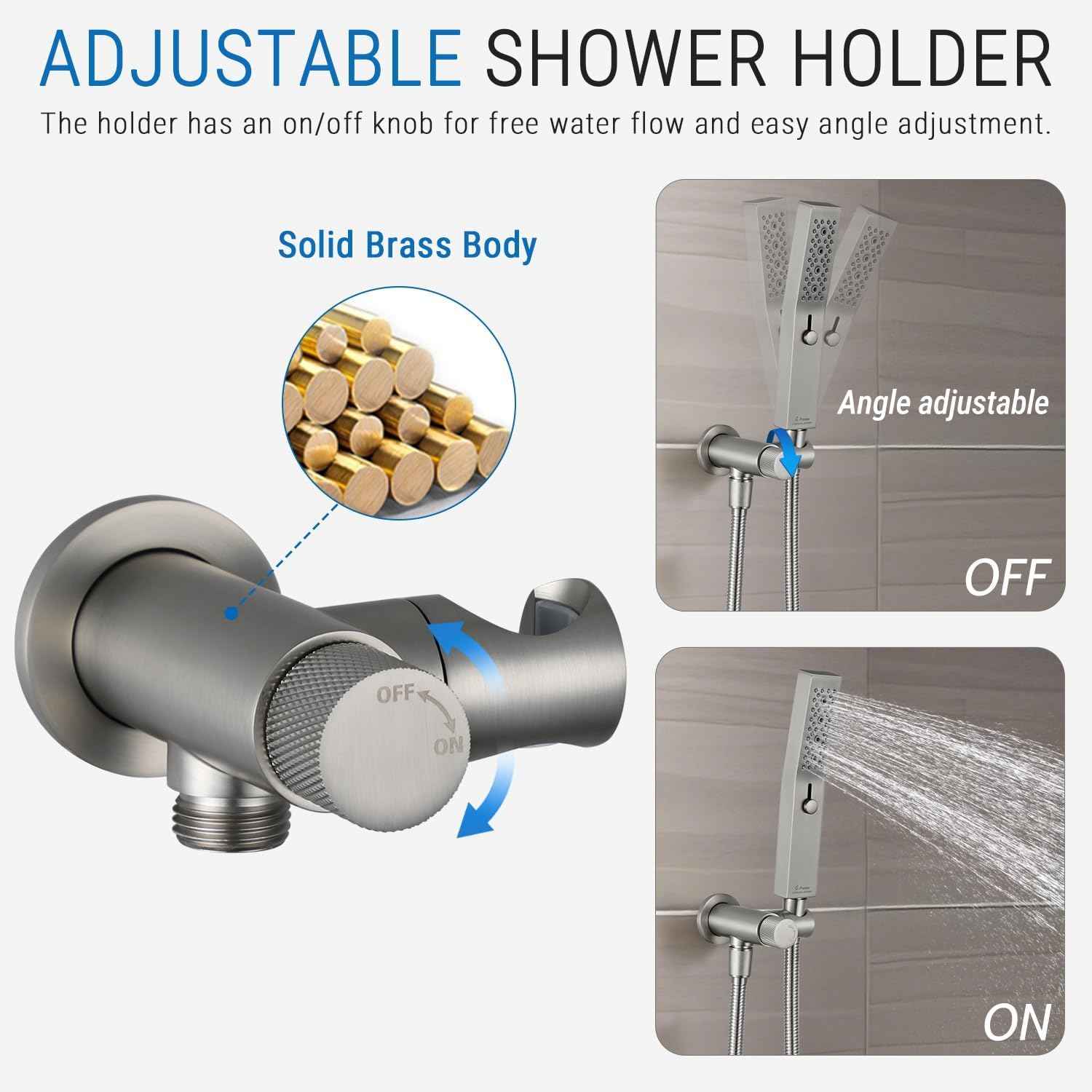 All Metal Handheld Shower Set with 3-Function Wand & 70-Inch Stainless Steel Hose