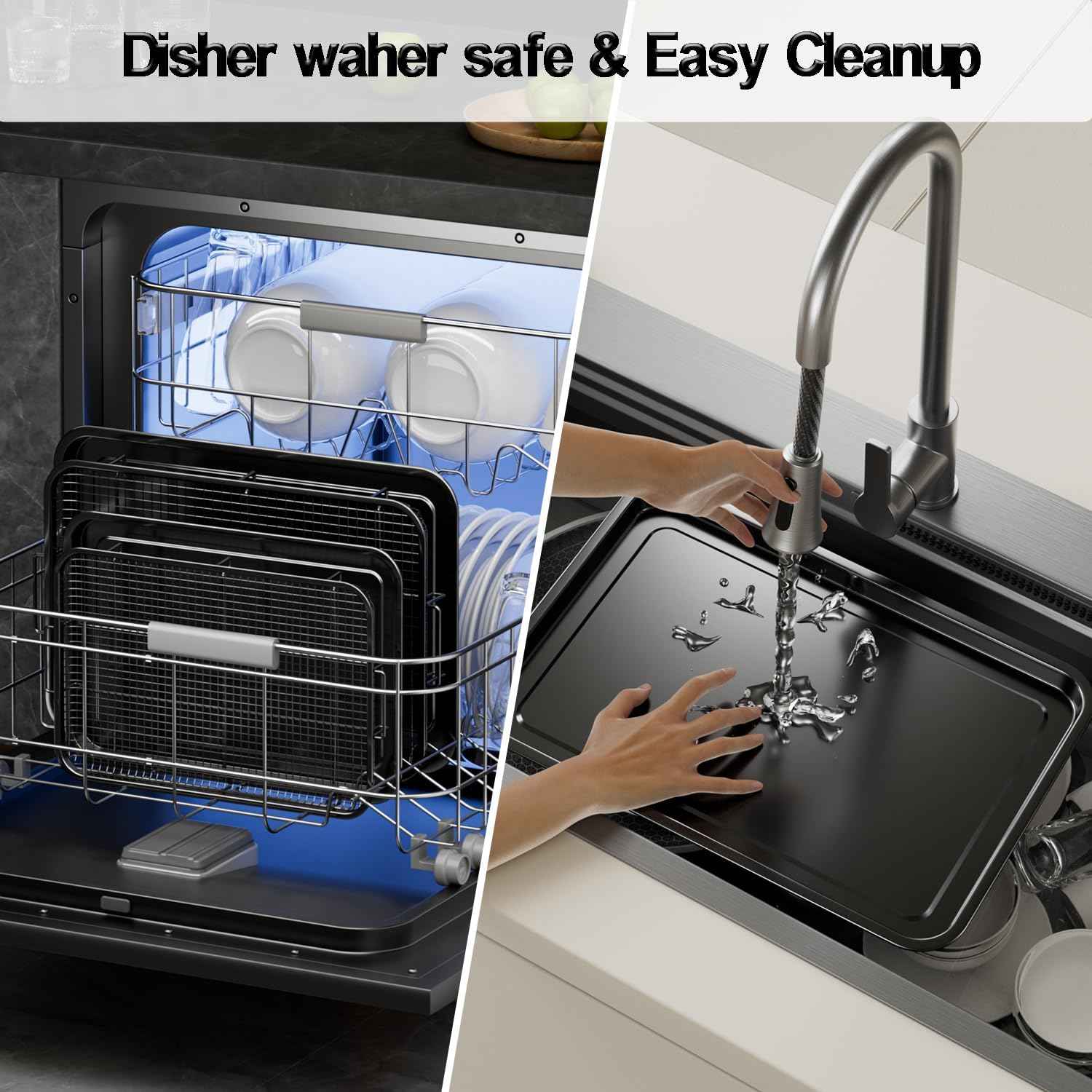 Air Fryer Basket Set with Parchment Papers - Non-Stick Stainless Steel Trays (2 Sizes)