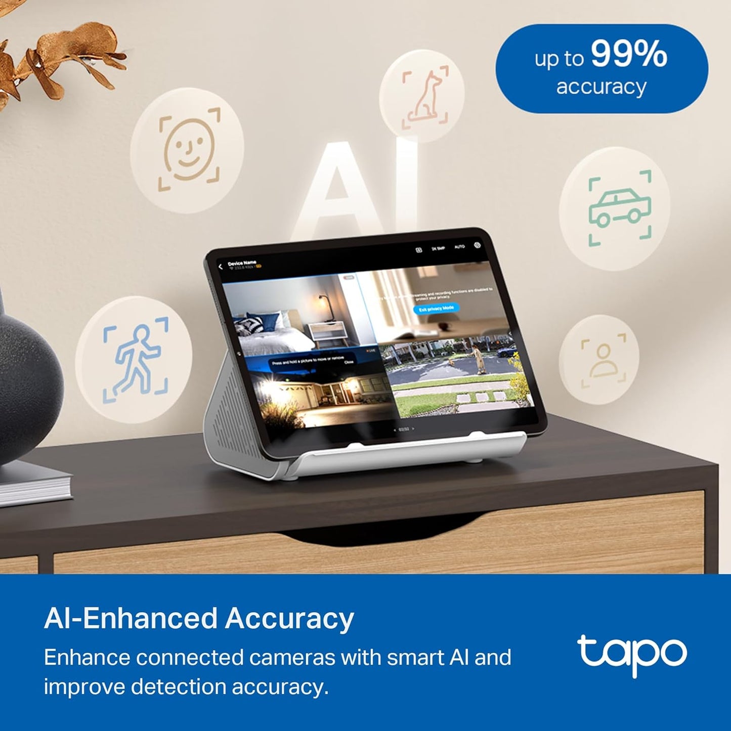 TP-Link Tapo Smart Hub H200 - 64 Device Capacity, Built-In Chime, 512GB Storage