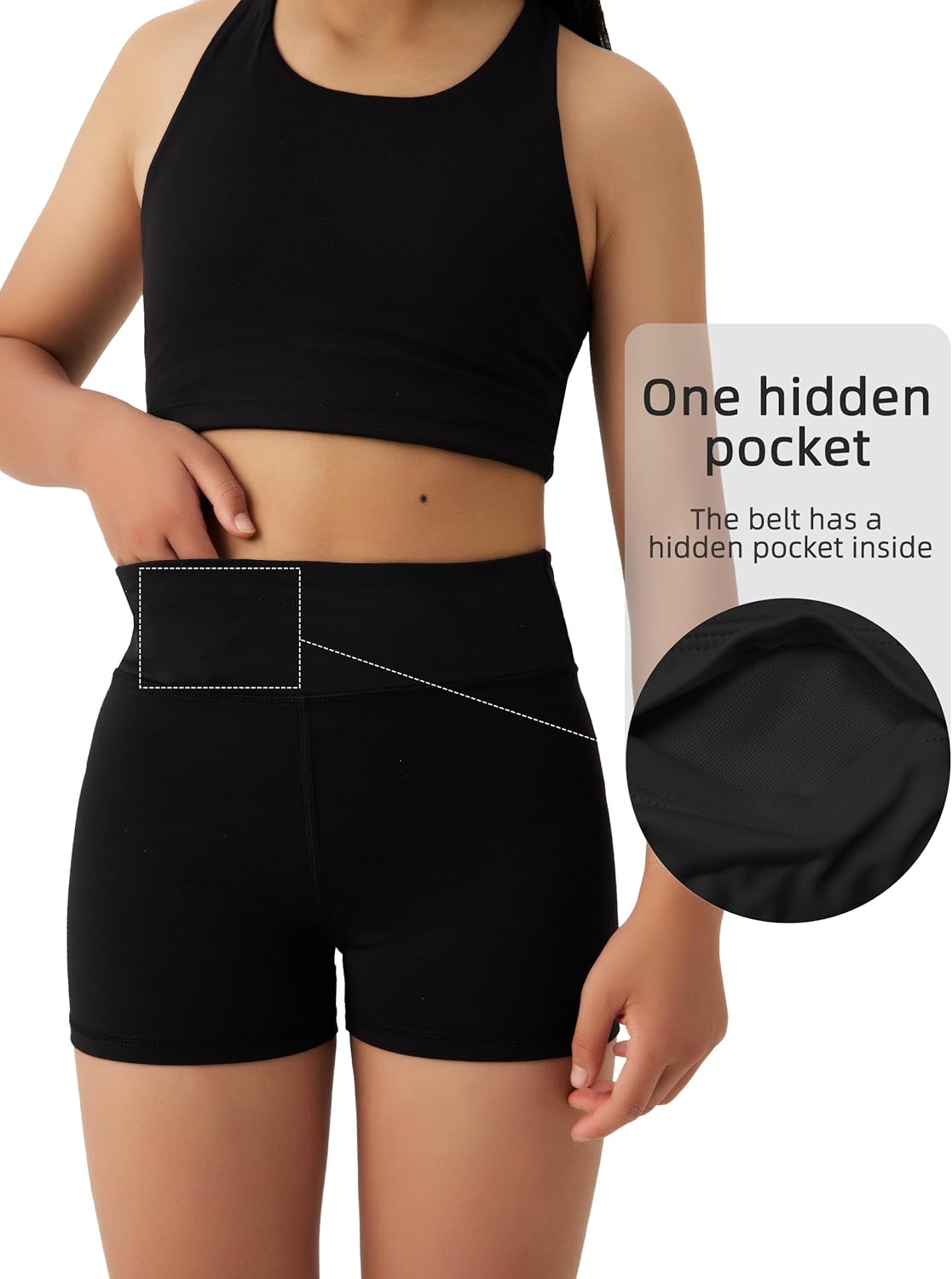 Skiennix Girls Athletic Biker Shorts - High Waisted, Soft Fabric, Hidden Pocket | Perfect for Dance & Yoga