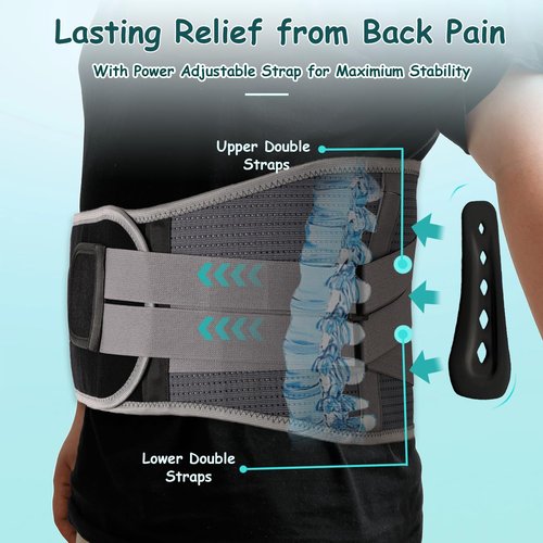 King Mills Plus Size Back Brace for Lower Back Pain, Breathable Obese Belly Support for Sciatica, Back Pain, Scoliosis, Two Sets of Support Bars. Lightweight. (Belly: 52" - 60")