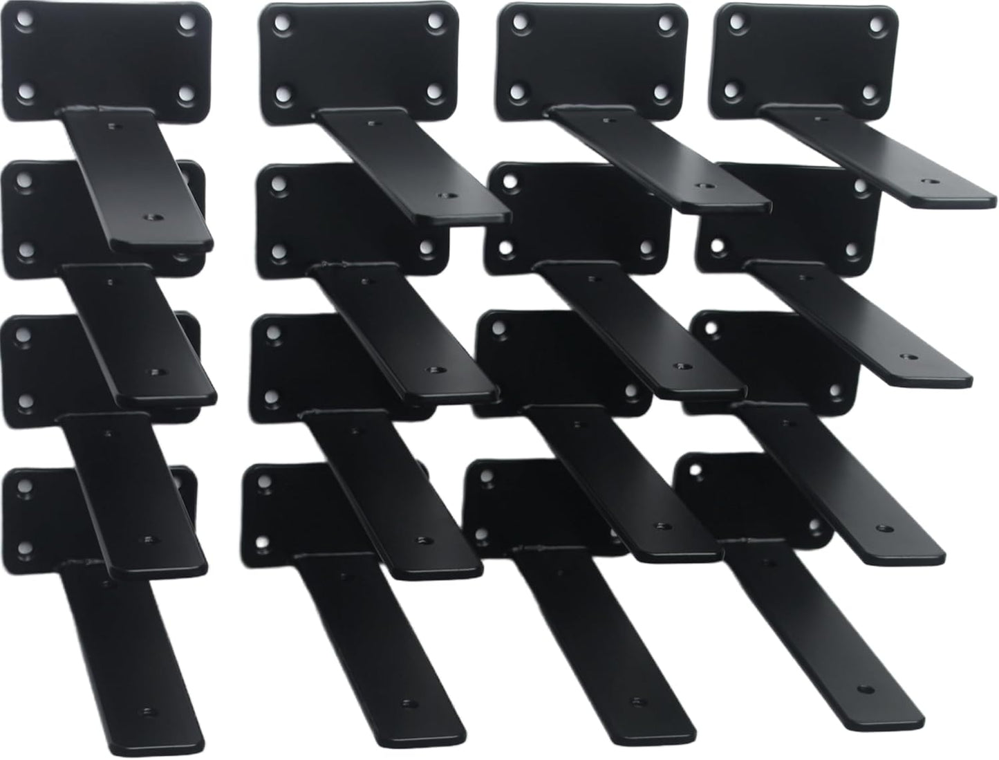 10-Inch Black Iron Floating Shelf Brackets - 12 Pack Rustic Industrial Support