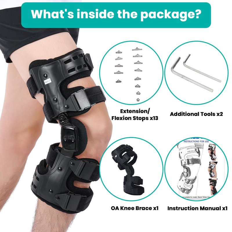 Pryqutia OA Knee Brace for Arthritis Pain Relief, Unloader Knee Brace for Medial & Lateral Compartment Osteoarthritis, Bone on Bone Knee Joint Pain, Degeneration Knees Support (Right)