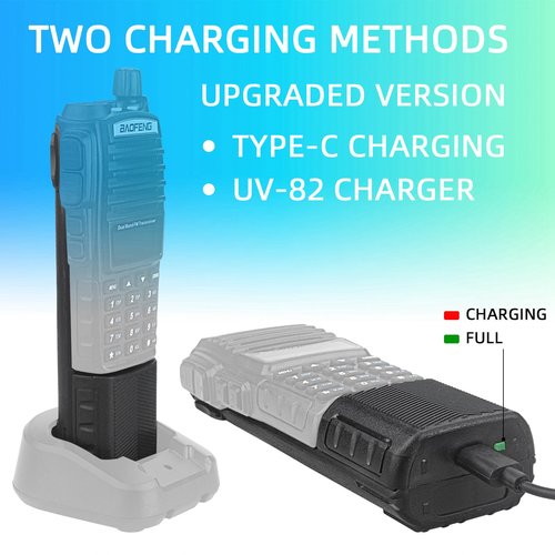 BAOFENG UV-82 Battery,Upgrade 3800mAh High Capacity Extended BL-8 Battery with Type-C Charger for BAOFENG UV-82 UV-82L UV-82C UV-89 GMRS Series Two-Way Radio (2Pack)