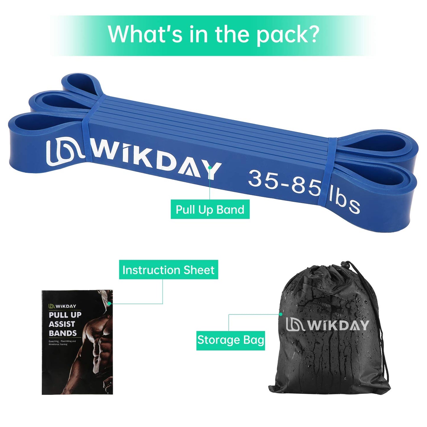 WIKDAY Resistance Bands, Pull Up Bands, Workout Bands for Exercise, Thick Heavy Resistance Bands, Elastic Bands for Body Stretching, Crossfit Training at Home/Gym for Men & Women