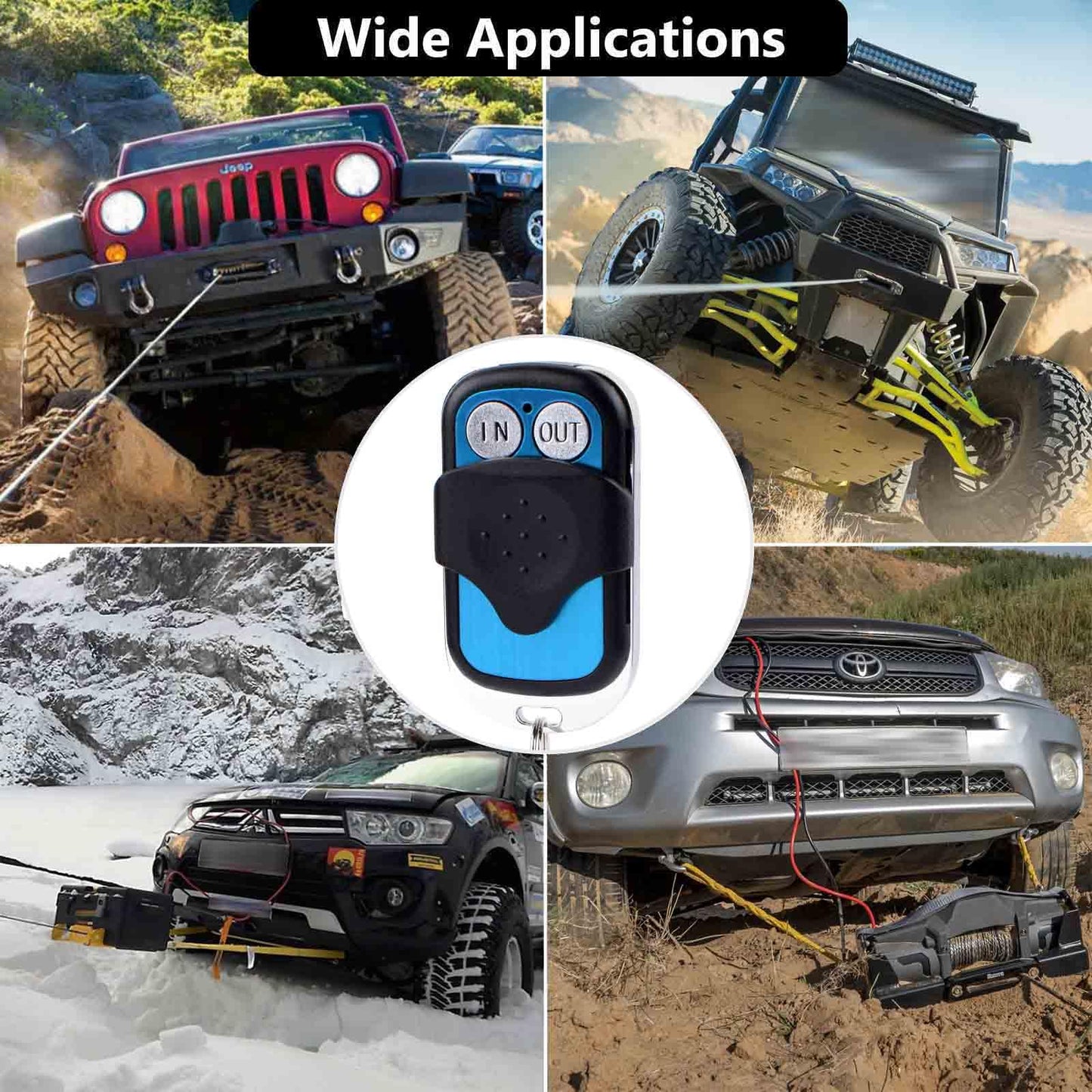 Royitay Wireless Winch Remote Control Kit for Car Truck Jeep ATV SUV 12V 24V Handset Recovery Winch Control Remote Electric Remote Control Waterproof Winches Wireless System