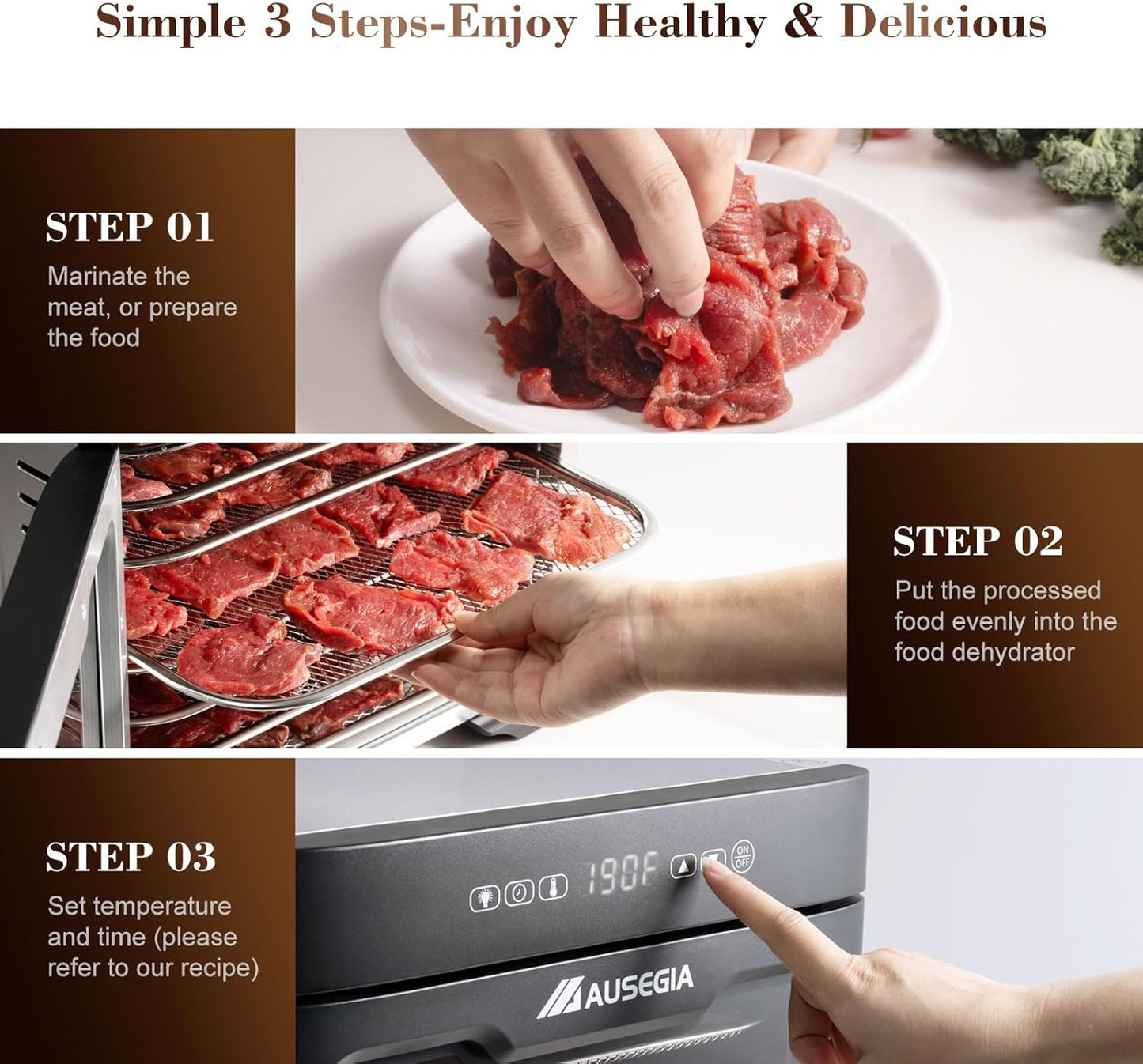 Skiennix Commercial Food Dehydrator - 800W Stainless Steel Dryer for Meat, Fruits & Veggies | 9 ft² Capacity