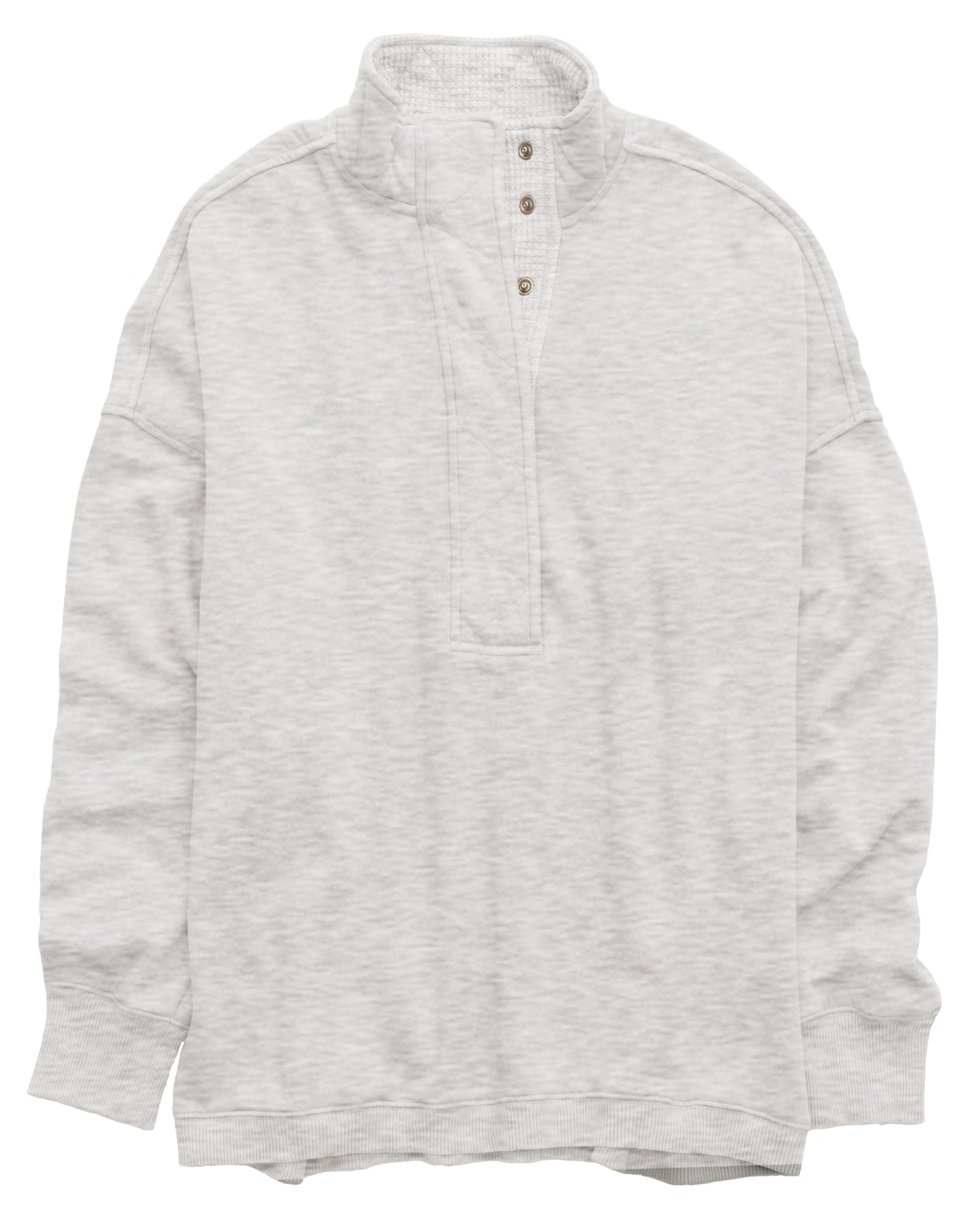 Gacaky Sweatshirt for Women Oversized Casual Long Sleeve Button Henley Neck Pullover Tops Fashion Outfits Clothes Light Gray X-Large