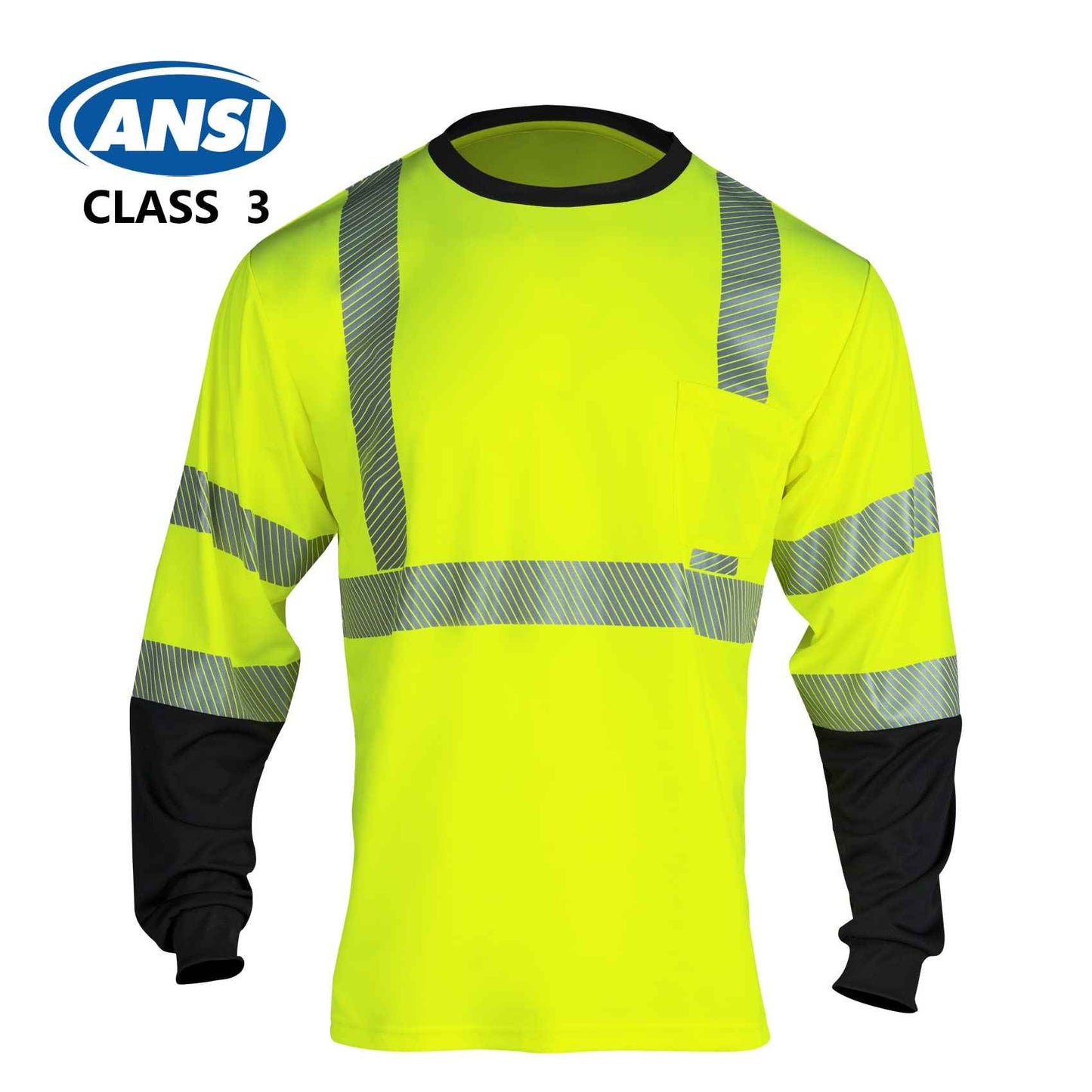 VENDACE Safety Reflective Hi Vis Long Sleeve Shirts for Men ANSI Class 3 High Visibility Construction Work T Shirts (Yellow,XL)