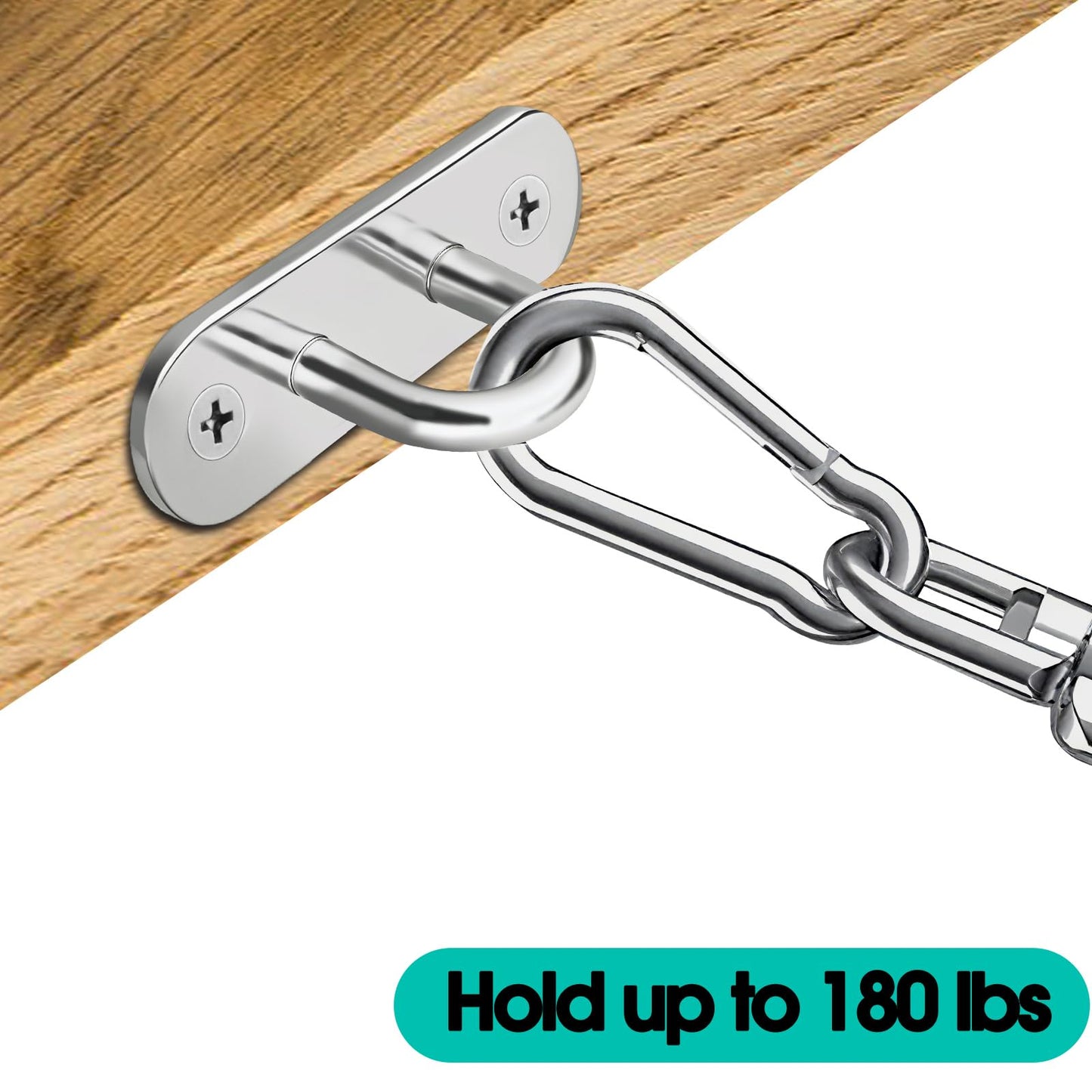 Baocuz 4 Pack 304 Stainless Steel Pad Eye Hooks, 3.1 Inch Ceiling Hooks for Hanging, Silver Hanging Hook with Screws