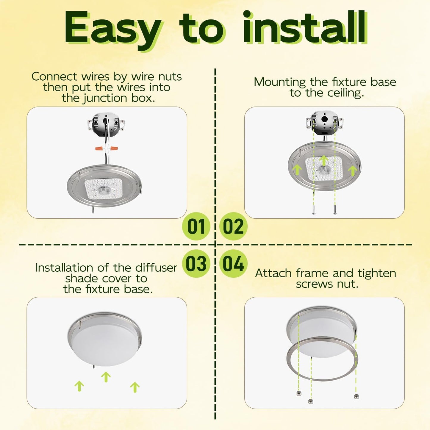 Adjustable 13-Inch Gold LED Flush Mount Ceiling Light Fixture - Dimmable 2700K-5000K for Hallway, Bathroom & Kitchen (2-Pack)