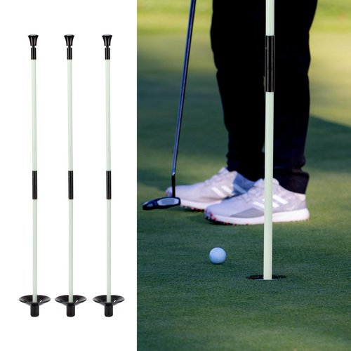 KVMORZE Golf Flagstick, Golf Pole Pin Flagpole Portable Detachable Design, Practice Putting Green Flag Stick for Yard Club, Backyard GolfCourse 3FT Heights Available, 3 Pack
