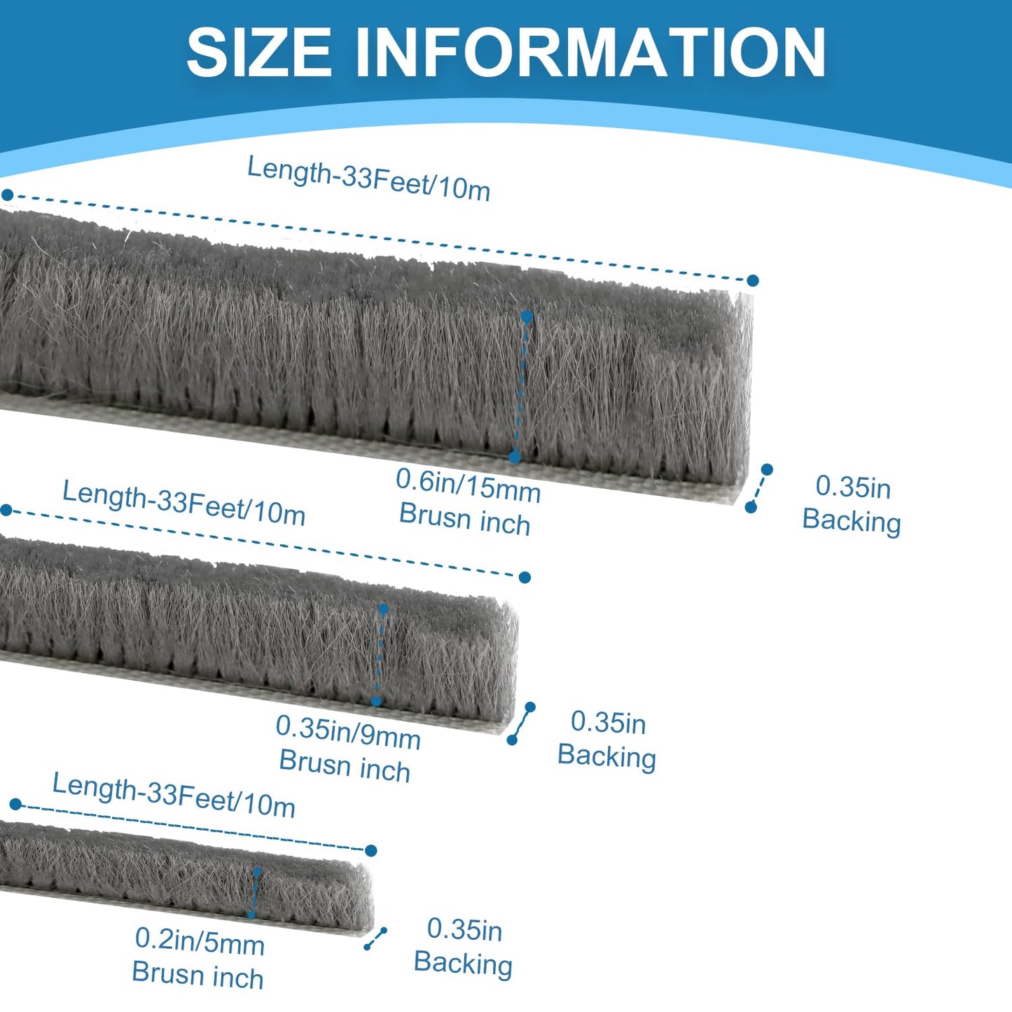 Soundproofing Weather Stripping Door Seal Insulation for Doors Frame and Windows Heat Blocker 33 Ft x 0.35" Wide x 0.2" Thick Self-Adhesive Tape