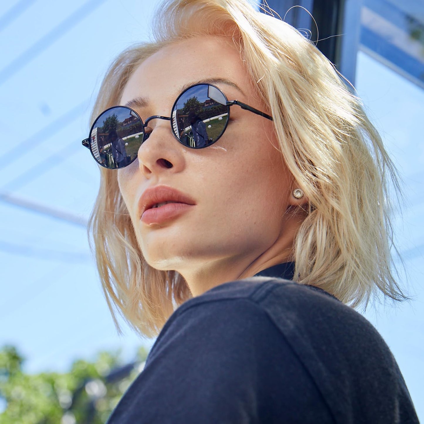 KALIYADI Round Polarized Sunglasses for Men Women Retro Metal Hippie Circle Style Sun Glasses UV Protection (2 Pack) 45mm